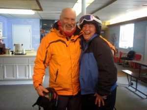 Tammy and one other wearing ski apparel