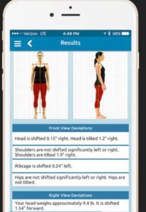 Posture screen results on iPhone